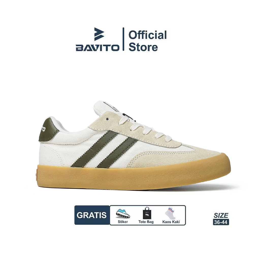 Bavito 36-46 Classic  Low Offwhite Army - Sepatu Sneakers Casual